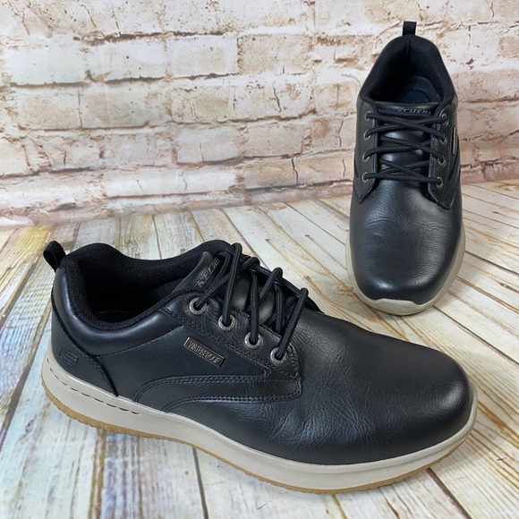 Skechers Other - Skechers DELSON ANTIGO Mens Size 9.5 Black Leather Oxford Waterproof Shoes